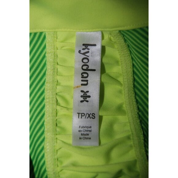 Kyodan Ladies XS 1/4 Zip Athletic Top Green Yellow Striped Running Long Sleeve W - Picture 11 of 12